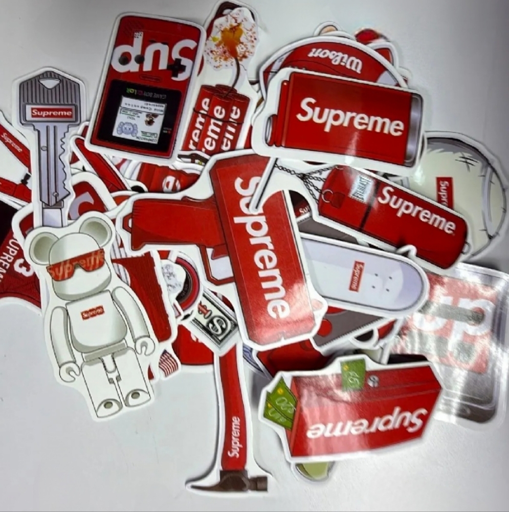 Supreme Retro Red and White Sticker Pack.